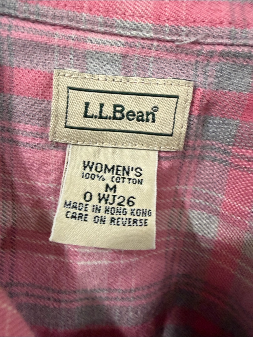 EUC L.L. Bean Pink and Gray Flannel Plaid Button-Down Shirt - Picture 2 of 4